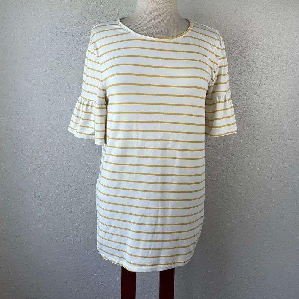 Yellow Chair Striped Half Sleeve Top Size M EUC